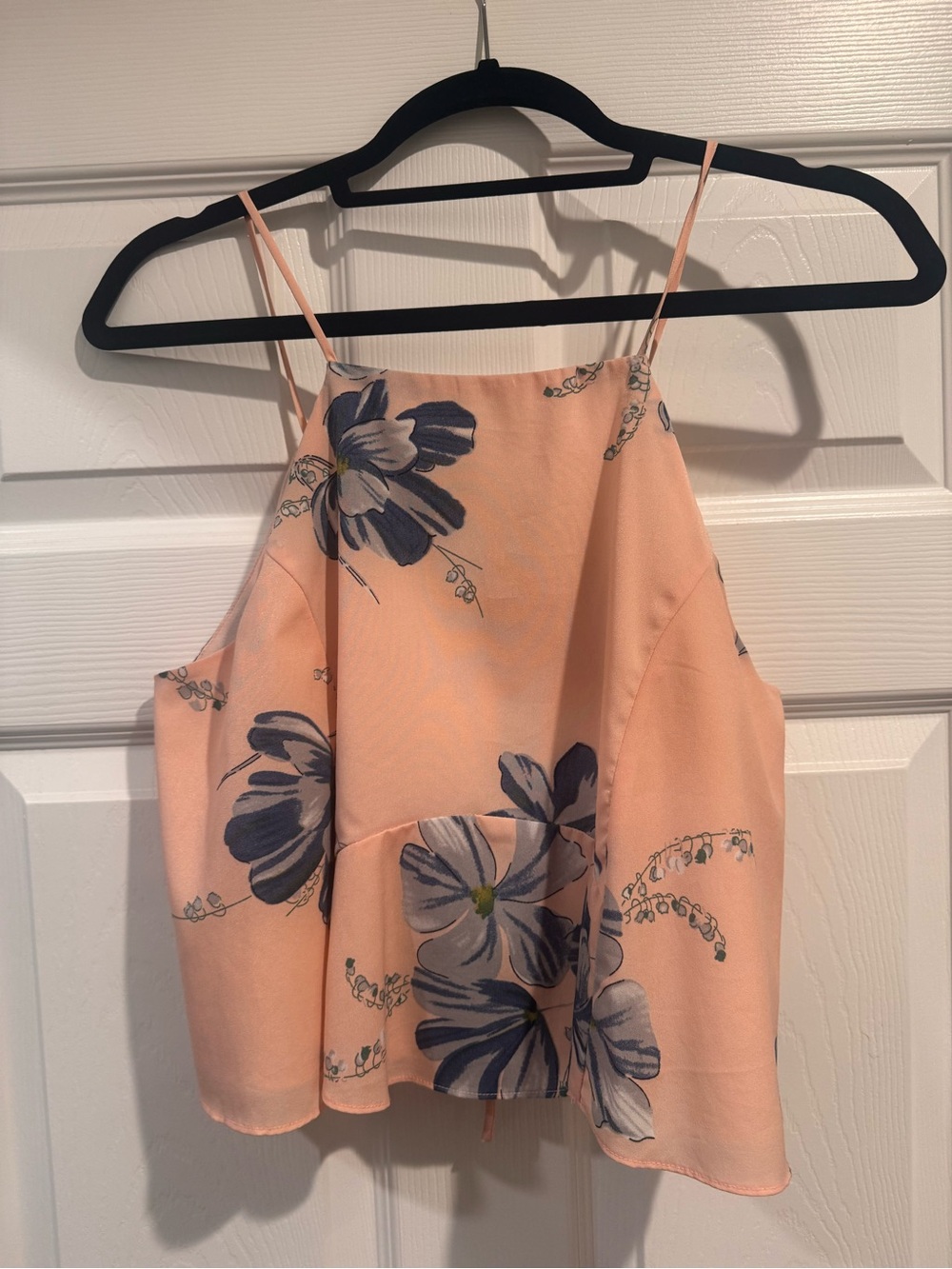 Peach Floral Spaghetti Strap Women's Top
